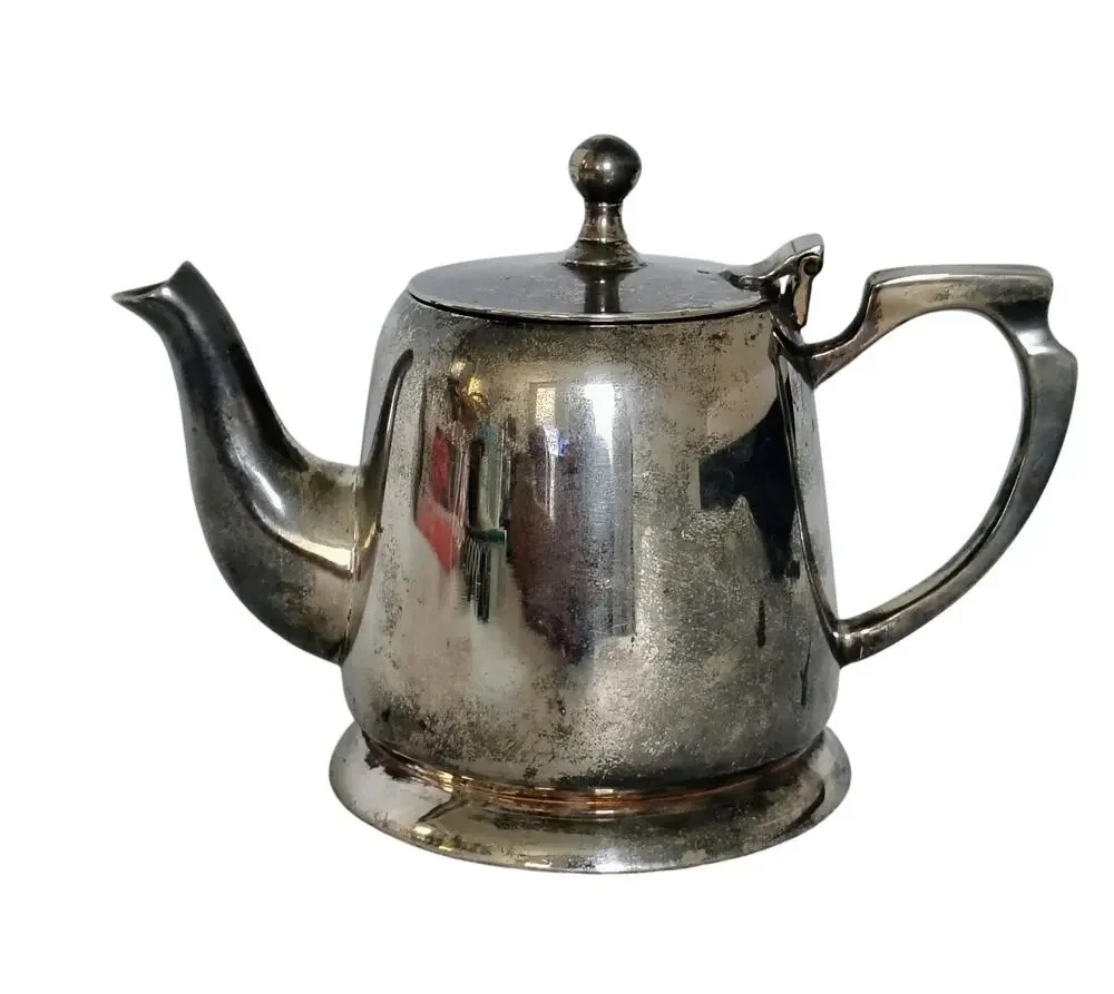 Vintage Silver Plated? Tea Pot Kettle Coffee Serving Hinged Lid Small India 492g